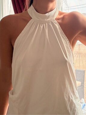 White Halter Neck Mini Dress